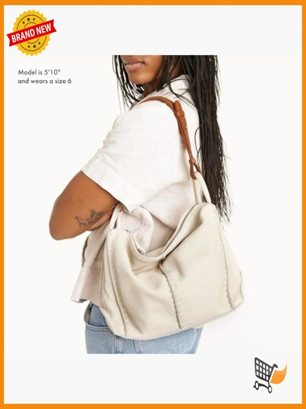 Large Hobo Purse - Premium Leather Handbag with Zipper Pocket